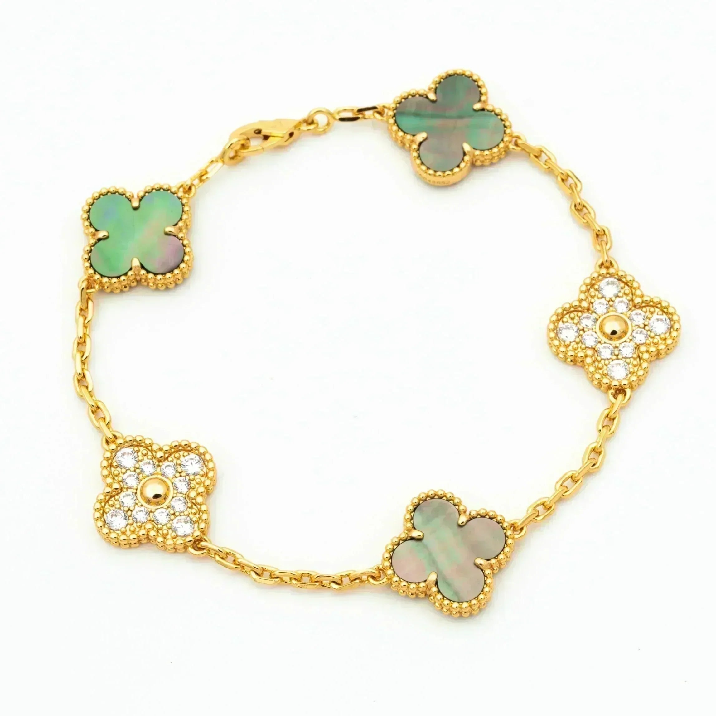 [Dream]New CLOVER 5 MOTIF GRAY MOP BRACELET COLLECTION