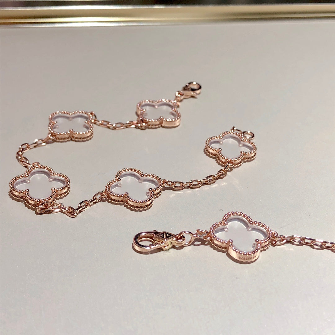 [Dream]New CLOVER 5 MOTIF ROCK CRYSTAL BRACELET