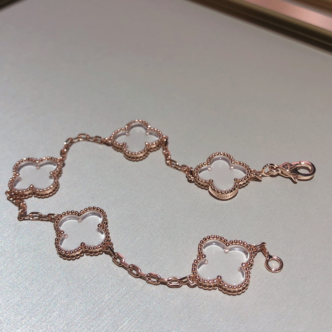 [Dream]New CLOVER 5 MOTIF ROCK CRYSTAL BRACELET