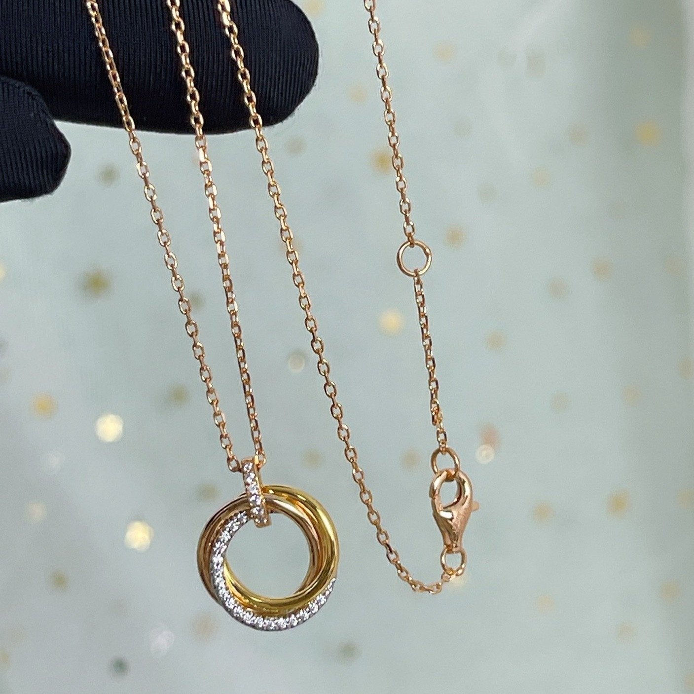 ¡®Dream¡¯TRINITY NECKLACE SILVER GOLD PINK GOLD DIAMONDS