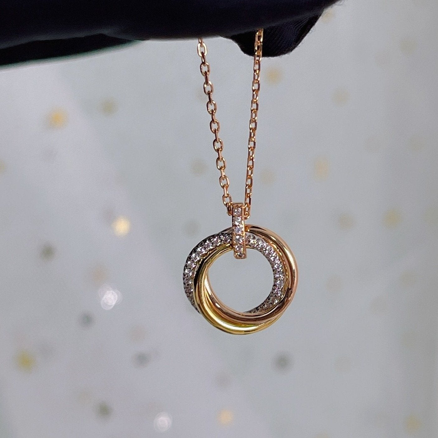 „Traum“-TRINITY-HALSKETTE SILBER GOLD ROSÉGOLD DIAMANTEN