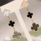 ¡®Dream¡¯CLOVER EARRINGS GOLD ONYX MOP 3 MOTIF
