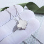 ¡®Dream¡¯CLOVER  15MM DIAMOND LASER NECKLACE SILVER