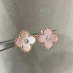 ¡®Dream¡¯CLOVER MEDIUM 1 MOTIFS  PINK MOP DIAMOND EARRINGS