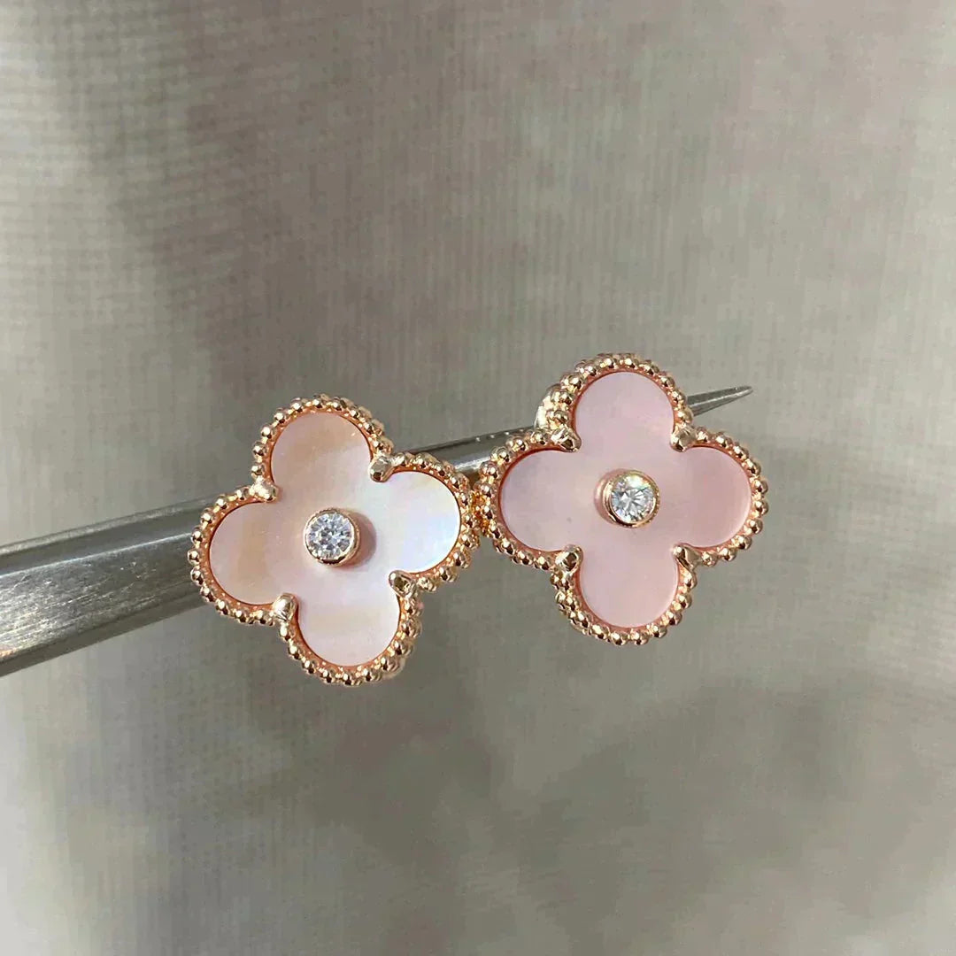 ¡®Dream¡¯CLOVER MEDIUM 1 MOTIFS  PINK MOP DIAMOND EARRINGS