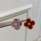 ¡®Dream¡¯CLOVER MEDIUM 1 MOTIFS CARNELIAN  DIAMOND earrings