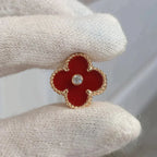 ¡®Dream¡¯CLOVER MEDIUM 1 MOTIFS CARNELIAN  DIAMOND earrings