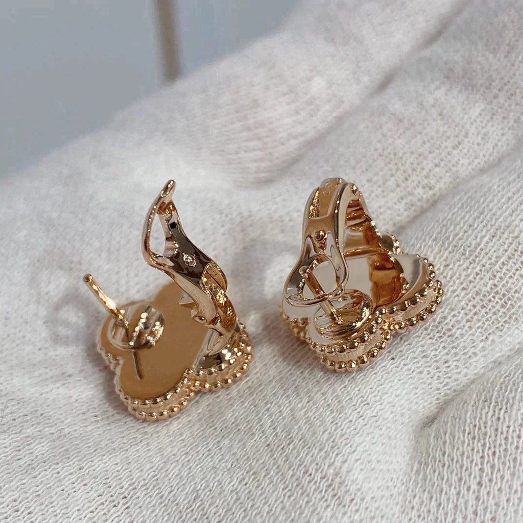 ¡®Dream¡¯CLOVER MEDIUM 1 MOTIFS CARNELIAN  DIAMOND earrings
