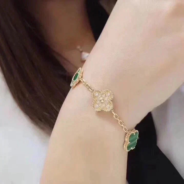 [Dream]New  CLOVER 5 MOTIF MALACHITE BRACELET COLLECTION