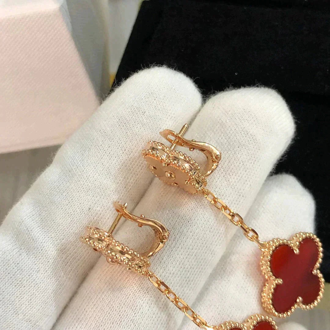 ¡®Dream¡¯CLOVER 2 MOTIF  LASER CARNELIAN EARRINGS