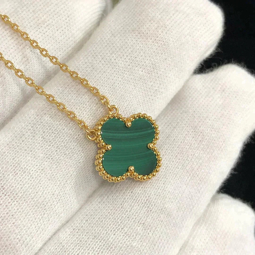 ¡®Dream¡¯CLOVER 15MM MALACHITE SINGLE FLOWER  NECKLACE
