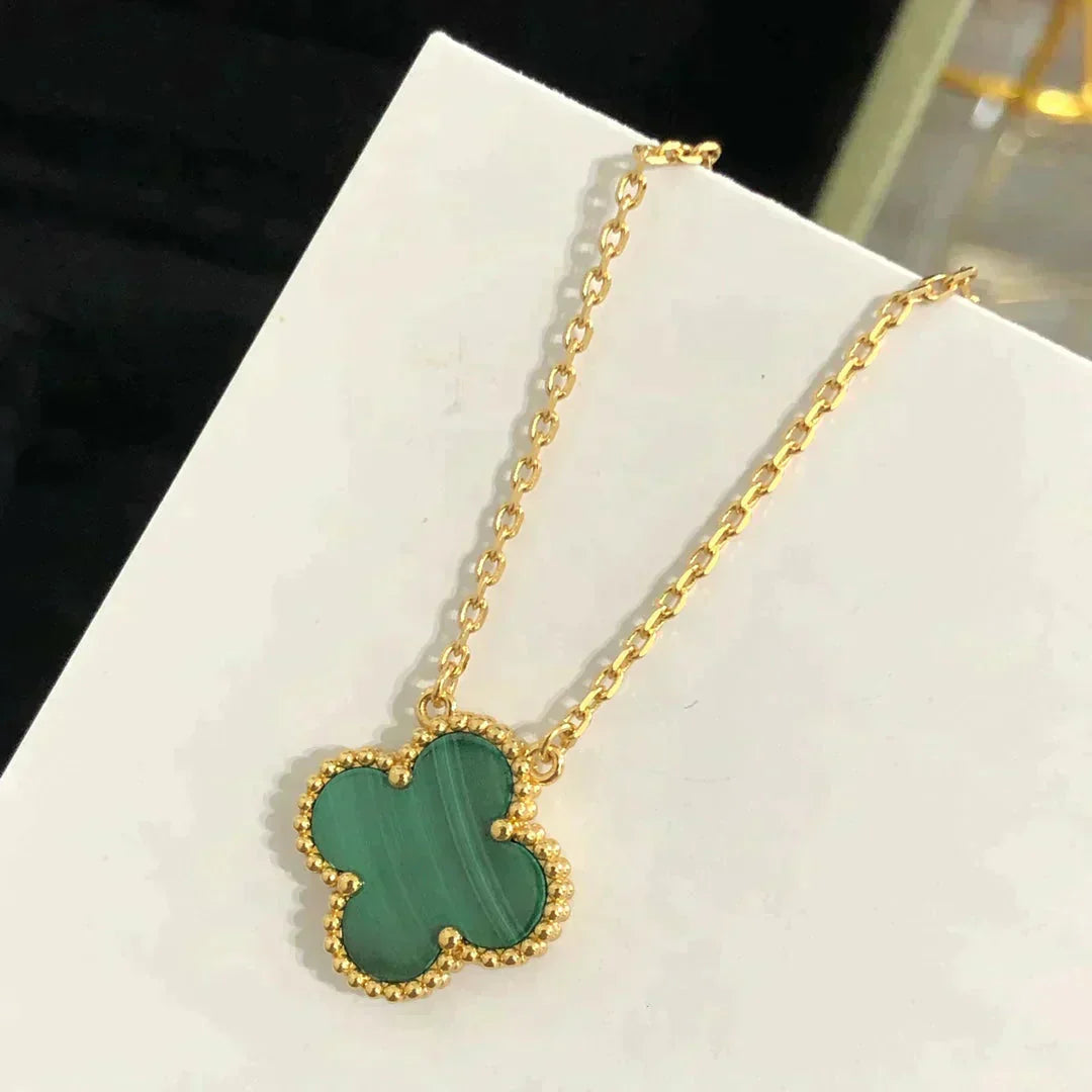 ¡®Dream¡¯CLOVER 15MM MALACHITE SINGLE FLOWER  NECKLACE