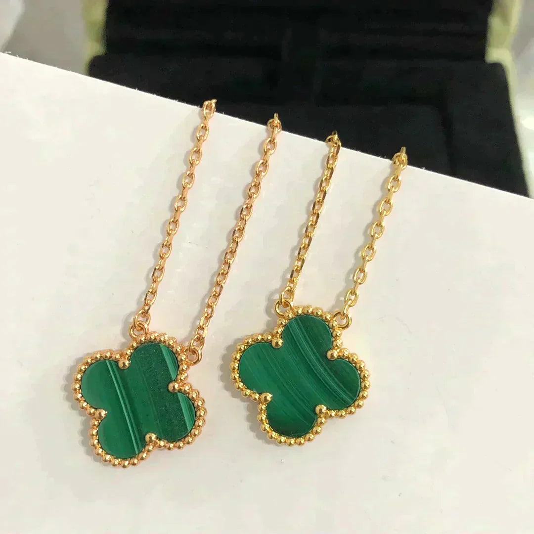¡®Dream¡¯CLOVER 15MM MALACHITE SINGLE FLOWER  NECKLACE