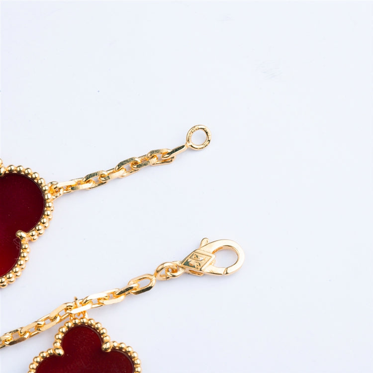 ¡®Dream¡¯CLOVER BRACELET 5 MOTIFS CARNELIAN TIGER EYE
