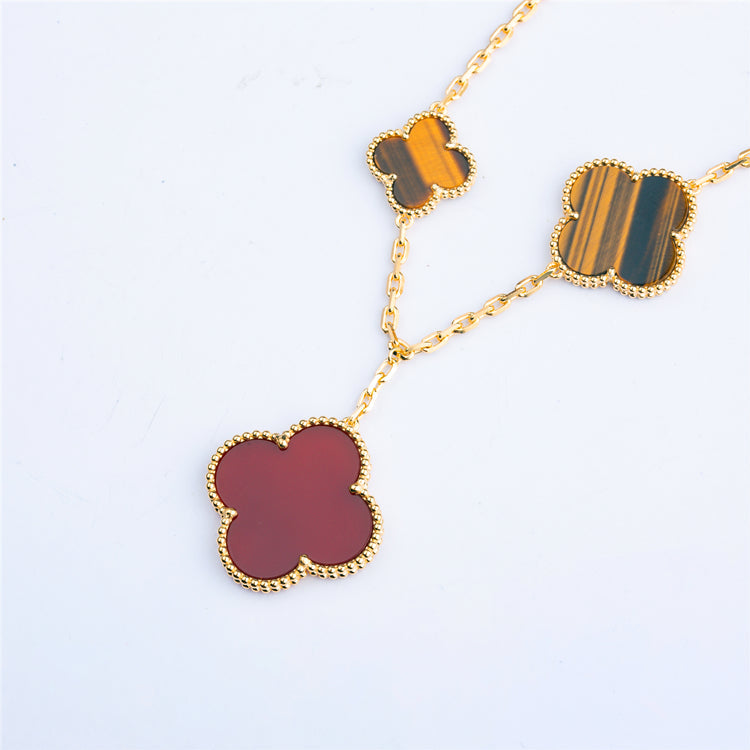 ¡®Dream¡¯CLOVER BRACELET 5 MOTIFS CARNELIAN TIGER EYE