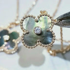 ¡®Dream¡¯CLOVER 15MM DIAMOND AND MOTHER-OF-GREY NECKLACE