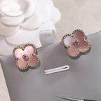 ¡®Dream¡¯CLOVER MEDIUM 1 MOTIFS  PINK MOP DIAMOND EARRINGS