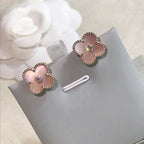 ¡®Dream¡¯CLOVER MEDIUM 1 MOTIFS  PINK MOP DIAMOND EARRINGS