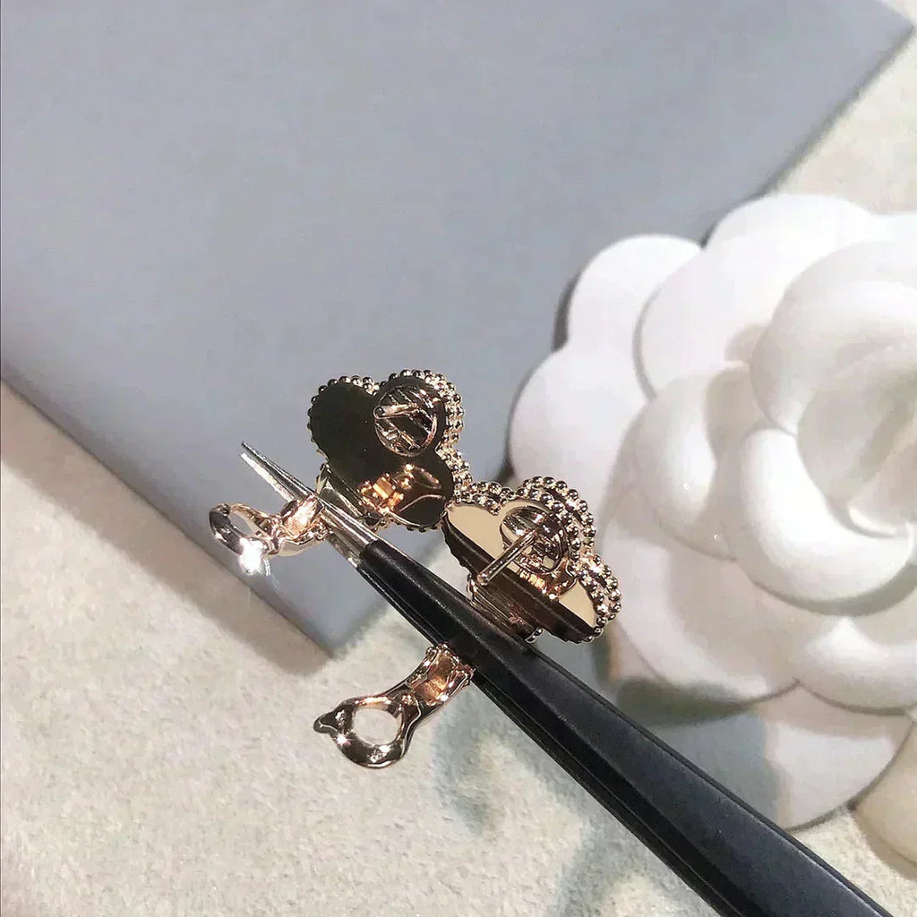 ¡®Dream¡¯CLOVER MEDIUM 1 MOTIFS  PINK MOP DIAMOND EARRINGS