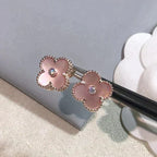 ¡®Dream¡¯CLOVER MEDIUM 1 MOTIFS  PINK MOP DIAMOND EARRINGS