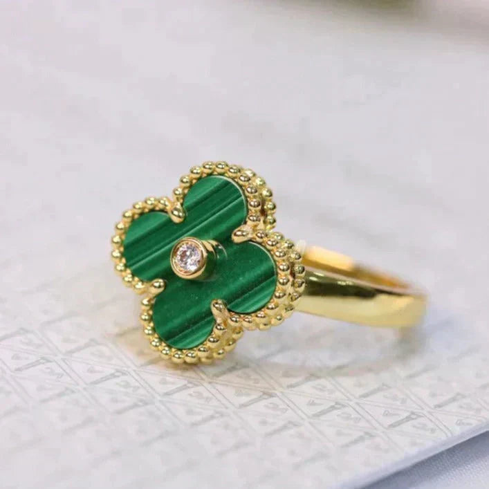 ¡®Dream¡¯CLOVER MALACHITE RING GOLD DIAMOND