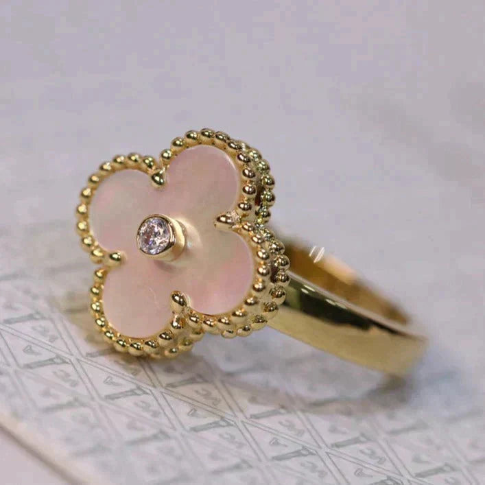 ¡®Dream¡¯CLOVER PINK MOP RING GOLD DIAMOND