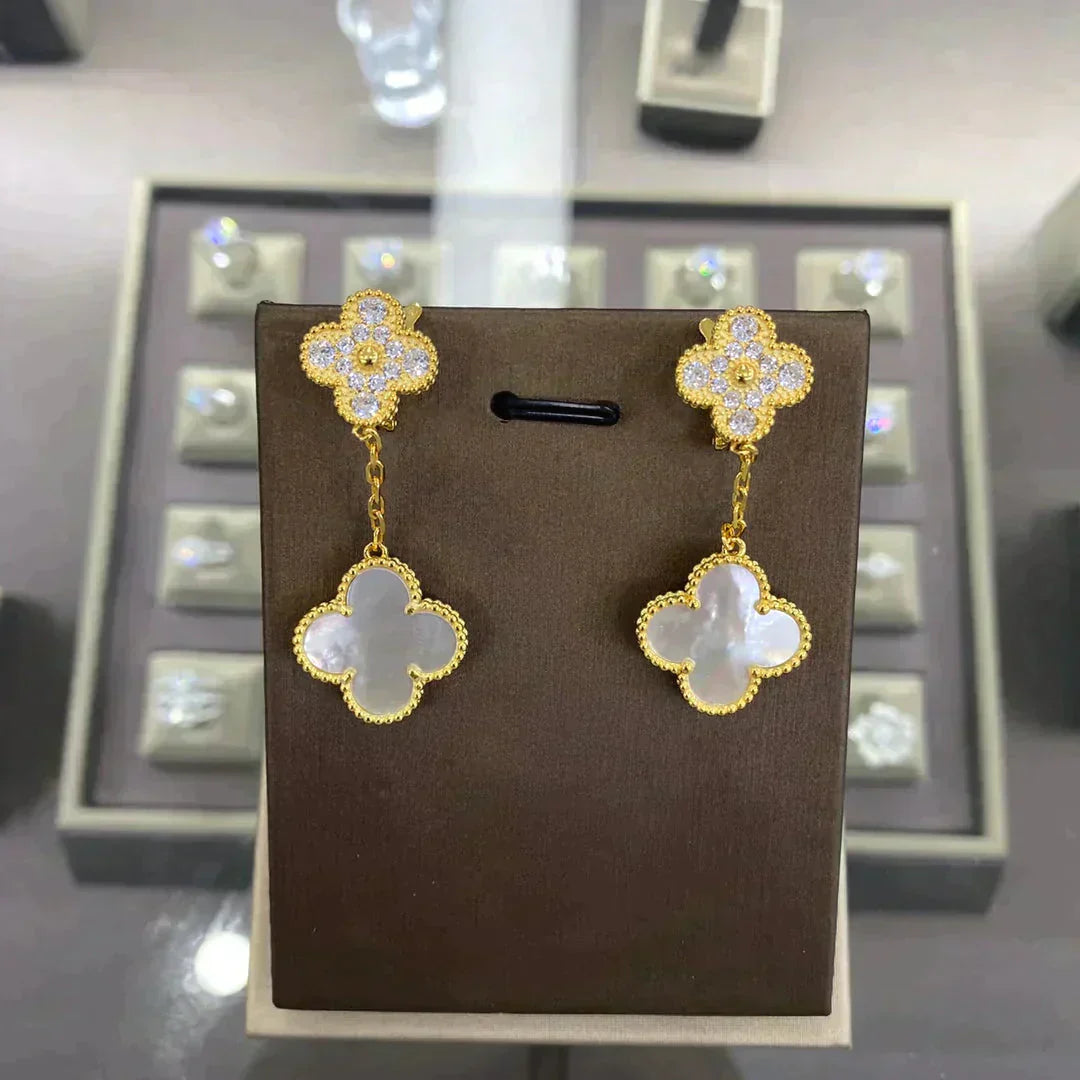 ¡®Dream¡¯CLOVER  2 MOTIFS  DIAMOND  EARRINGS (MULTIPLE CHOICESç´