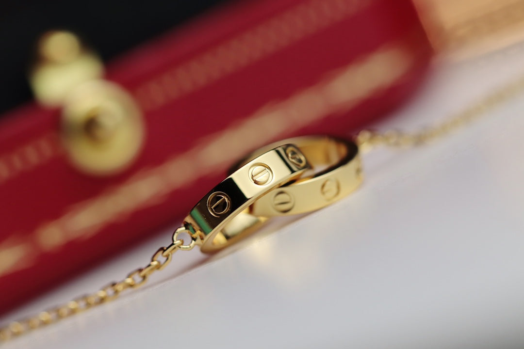 ¡®Dream¡¯LOVE NECKLACE DOUBLE RING GOLD