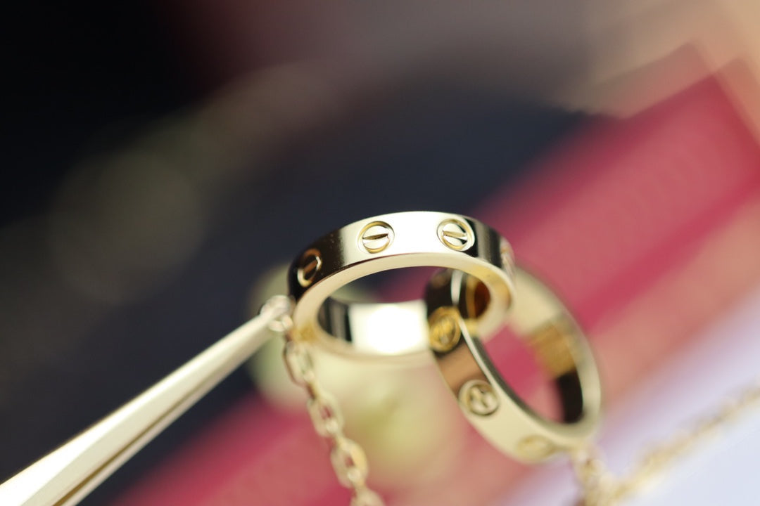 ¡®Dream¡¯LOVE NECKLACE DOUBLE RING GOLD