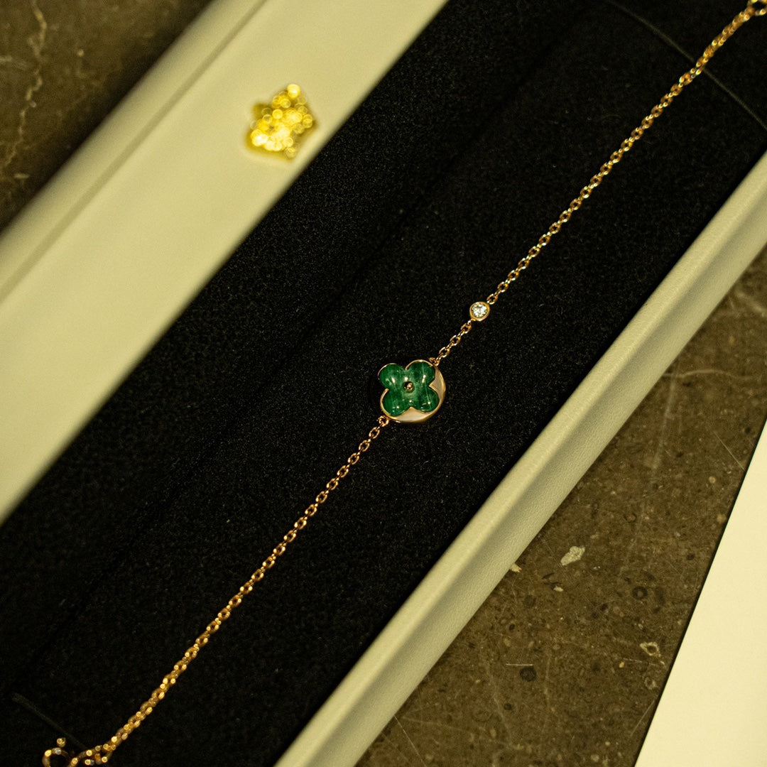 „Dream“-Sonnen-MALACHIT-1-DIAMANT-ROSÉGOLD-ARMBAND