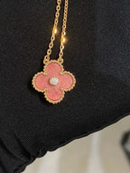 ¡®Dream¡¯CLOVER 15MM DIAMOND RHODONITE NECKLACE