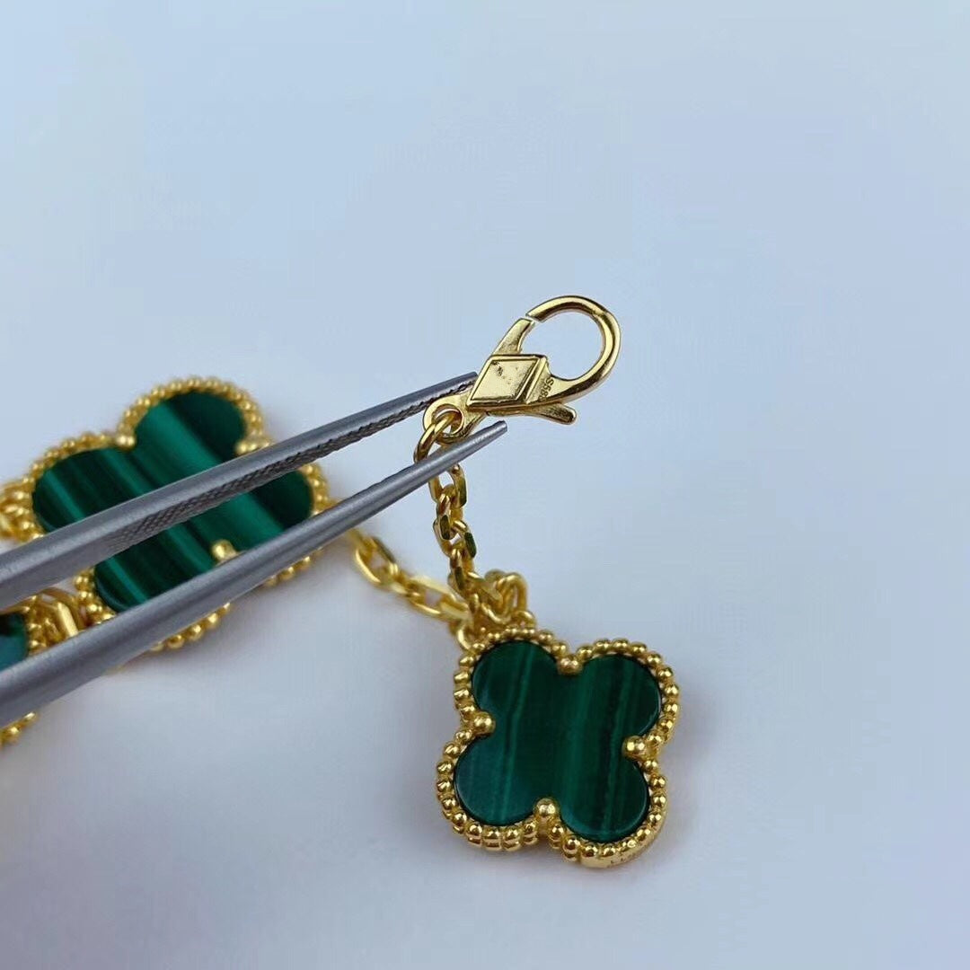 ¡®Dream¡¯MAGIC CLOVER MALACHITE GOLD BRACELET 5 MOTIFS