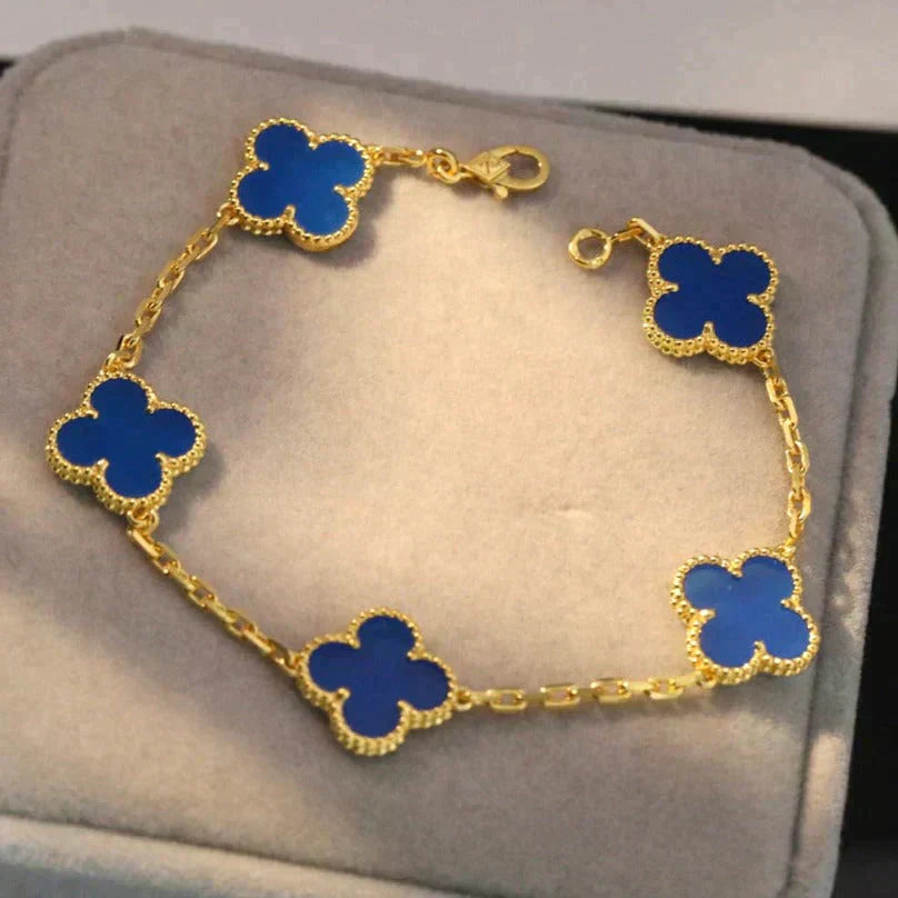 [Dream]New CLOVER 5 MOTIF BLUE AGATE BRACELET COLLECTION