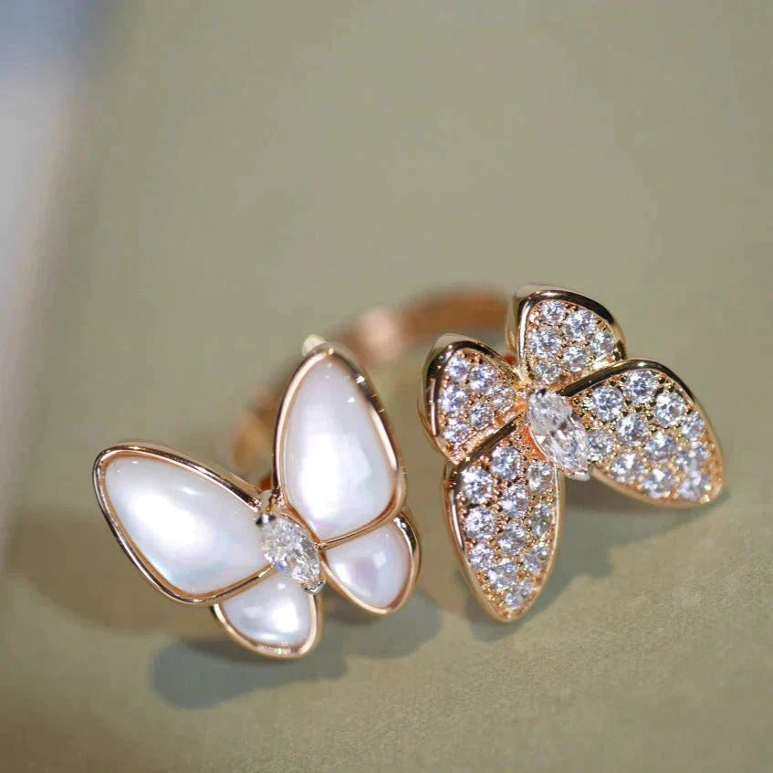 ¡®Dream¡¯TWIN BUTTERFLY DIAMOND MOP RING