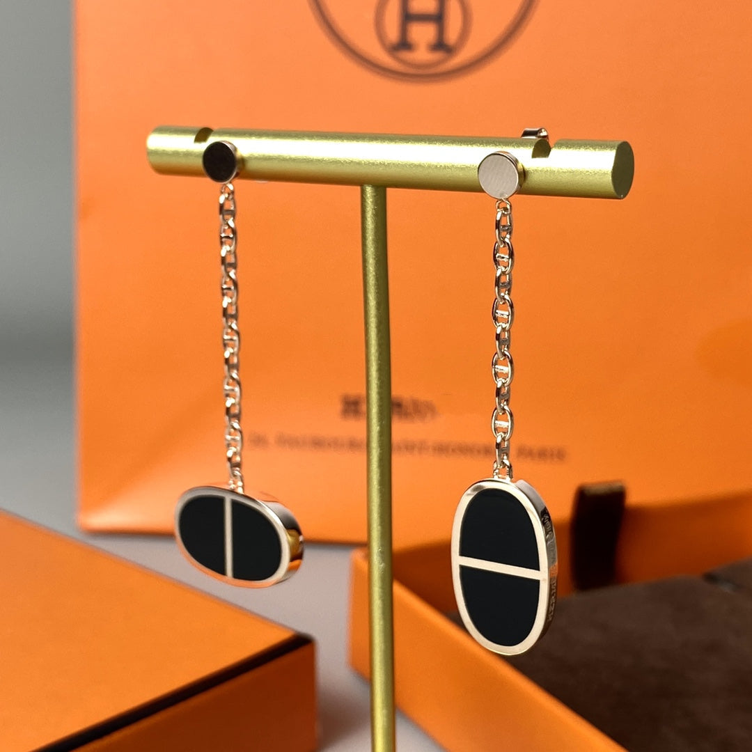 ¡®Dream¡¯CHAINE VERSO BLACK CERAMIC EARRINGS