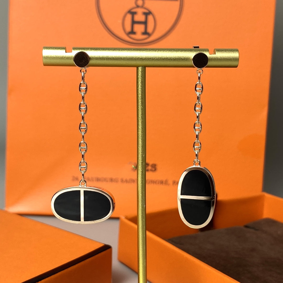 ¡®Dream¡¯CHAINE VERSO BLACK CERAMIC EARRINGS