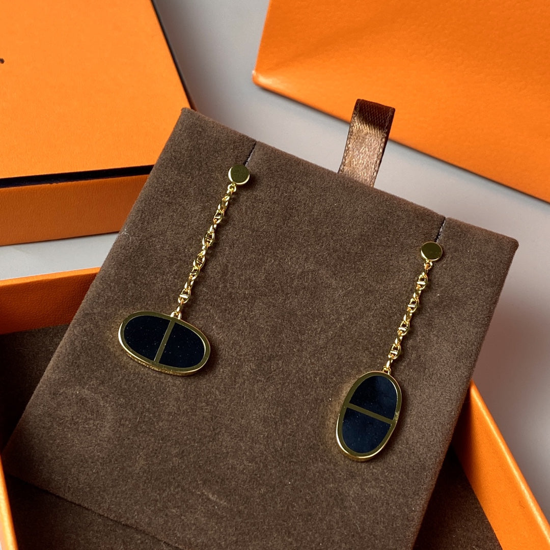 ¡®Dream¡¯CHAINE VERSO BLACK CERAMIC EARRINGS