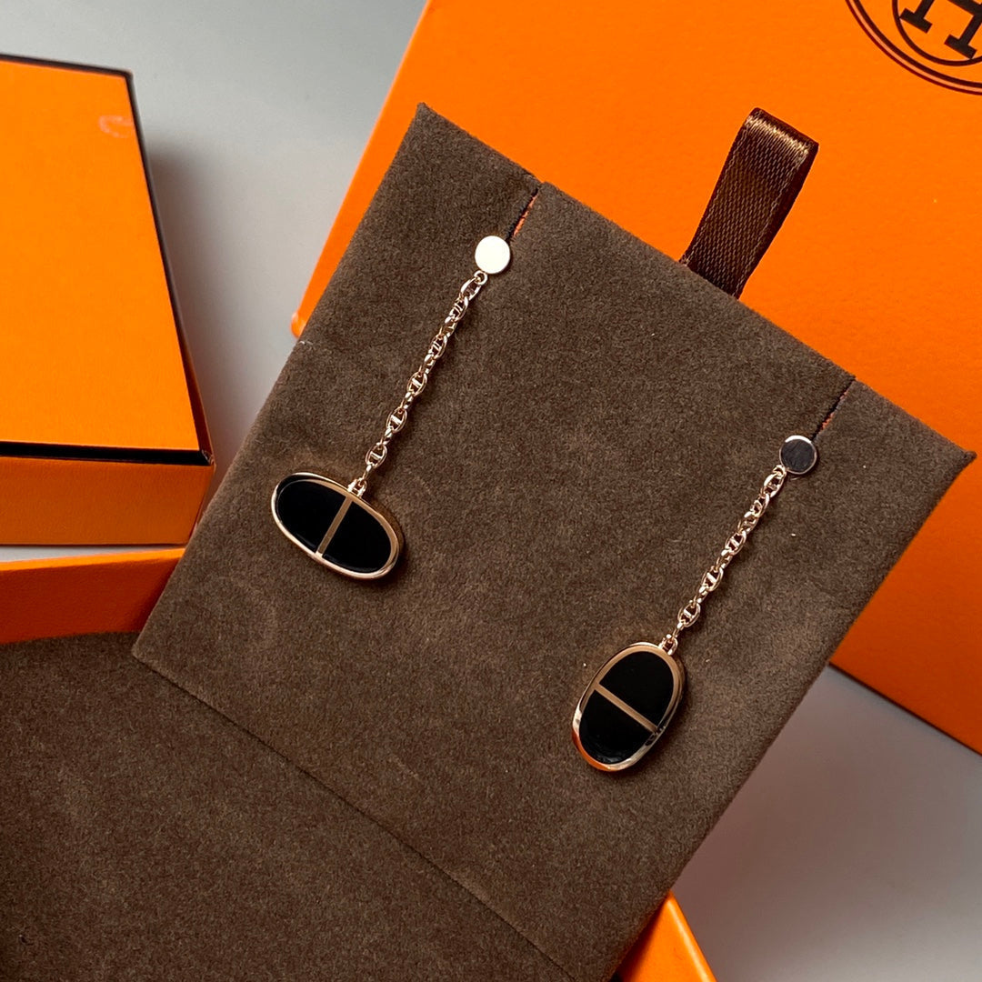 ¡®Dream¡¯CHAINE VERSO BLACK CERAMIC EARRINGS