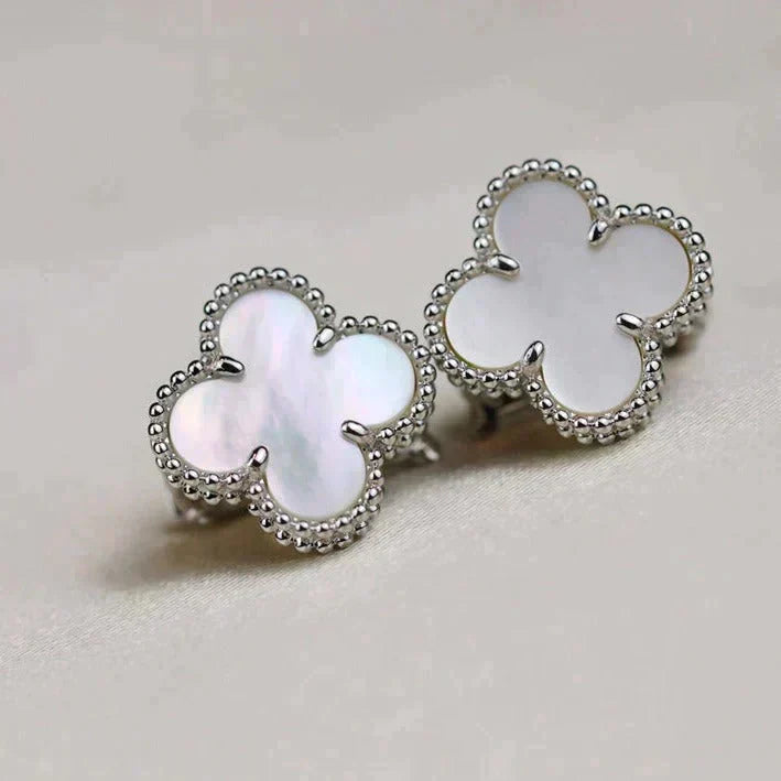 ¡®Dream¡¯CLOVER MEDIUM 1 MOTIFS  WHITE MOP EARRINGS SILVER