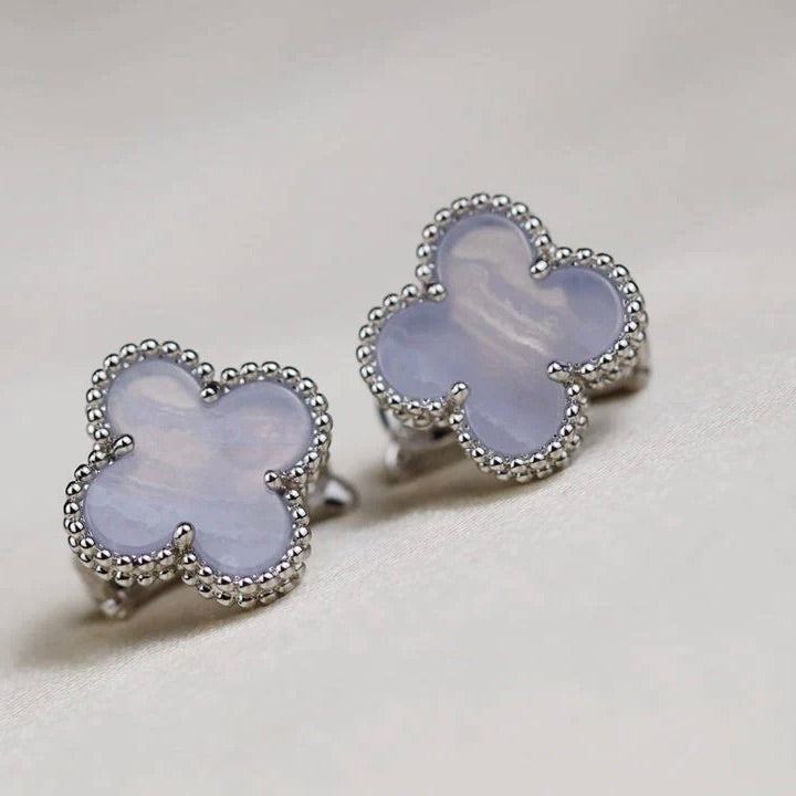 ¡®Dream¡¯CLOVER MEDIUM 1 MOTIFS  WHITE MOP EARRINGS SILVER