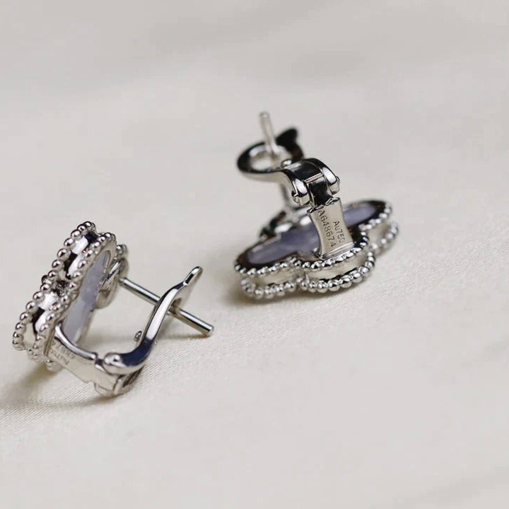 ¡®Dream¡¯CLOVER MEDIUM 1 MOTIFS  WHITE MOP EARRINGS SILVER