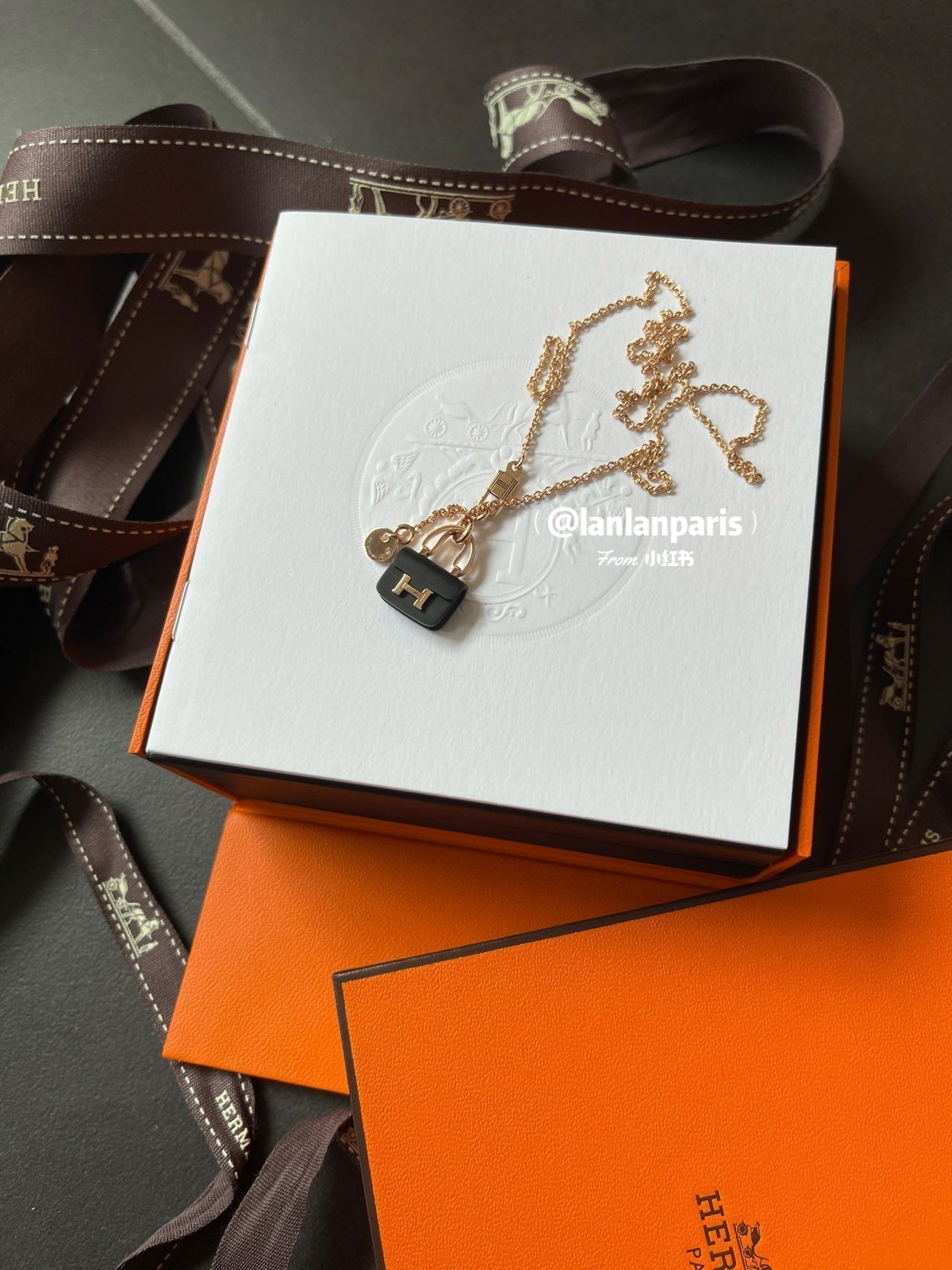 ¡®Dream¡¯CONSTANCE BLACK PEDANT PINK GOLD NECKLACE