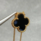 „Dream“CLOVER 15MM SCHWARZ ONYX EINZELBLUMEN-HALSKEHE