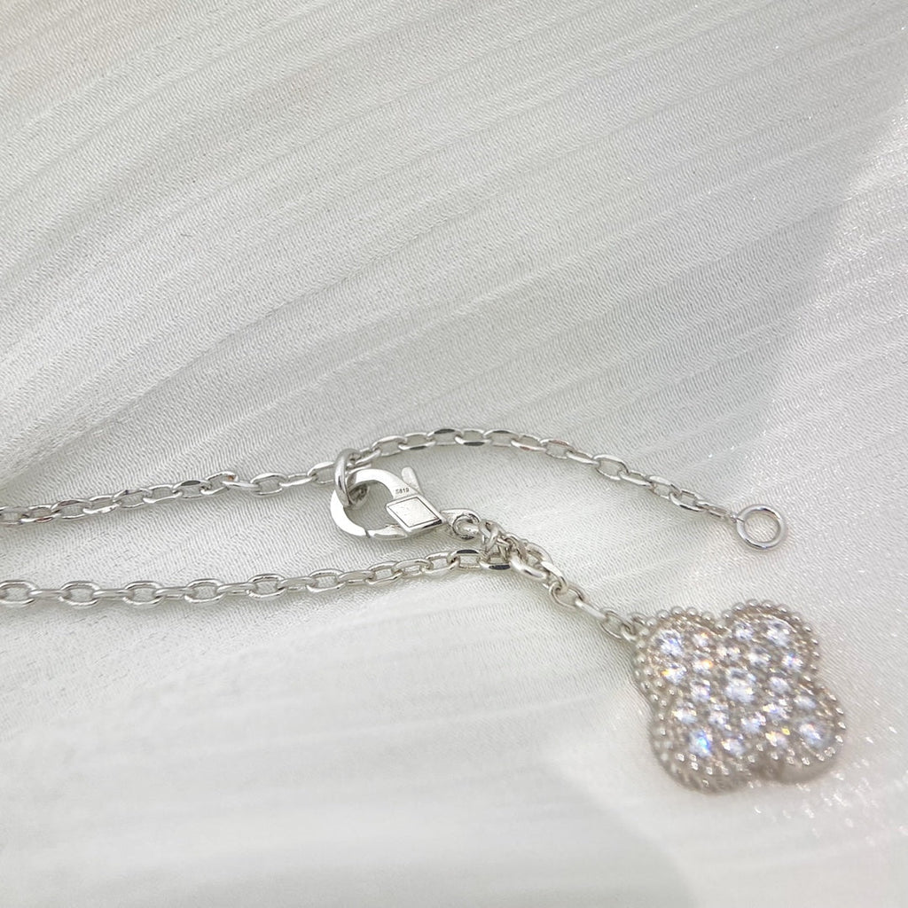 "Dream" Kleeblatt 5 Motive Silber Diamanten Halskette
