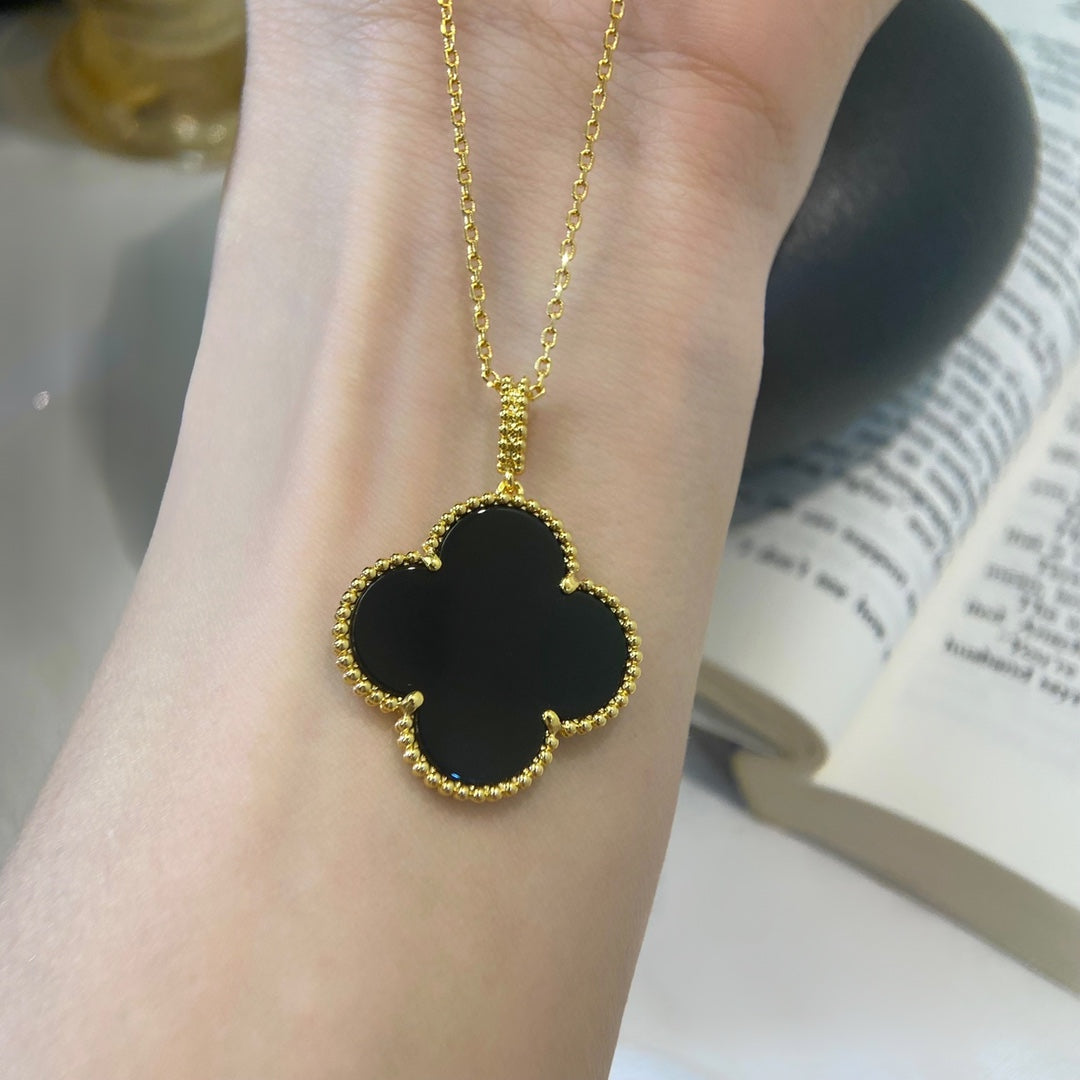 ¡®Dream¡¯CLOVER 25MM NECKLACE GOLD ONYX