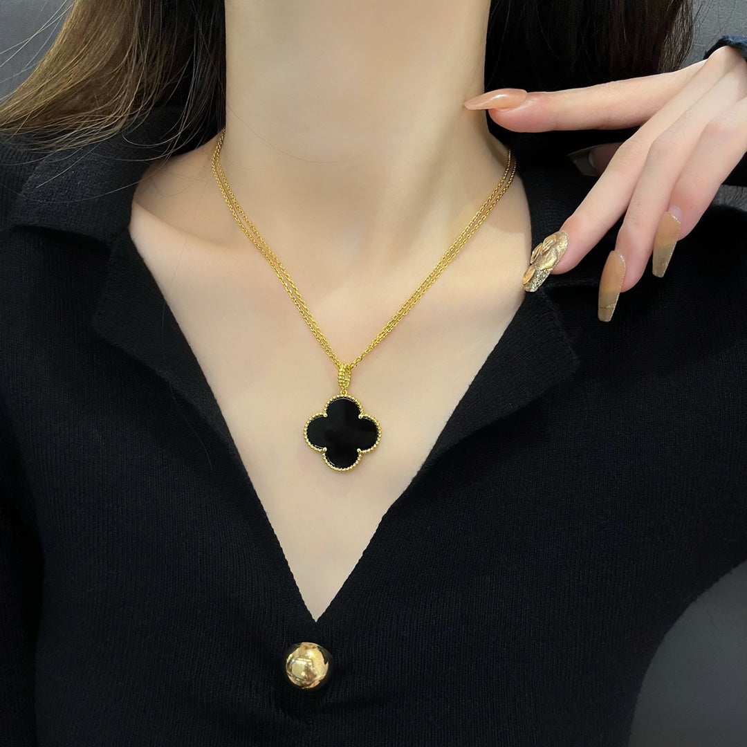 ¡®Dream¡¯CLOVER 25MM NECKLACE GOLD ONYX
