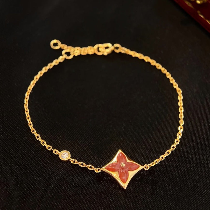 ¡®Dream¡¯COLOR STAR CARNELIAN PINK GOLD DIAMOND BRACELET