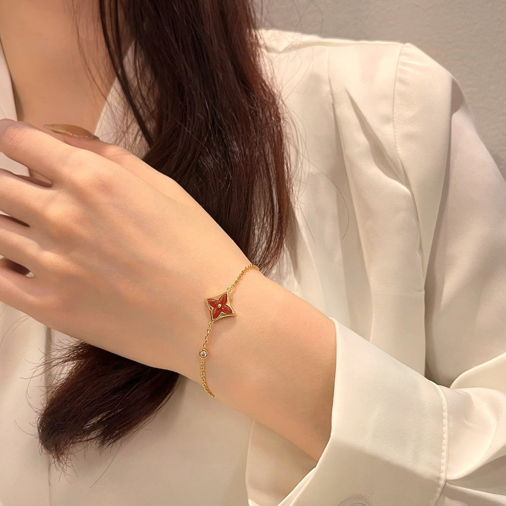 ¡®Dream¡¯COLOR STAR CARNELIAN PINK GOLD DIAMOND BRACELET