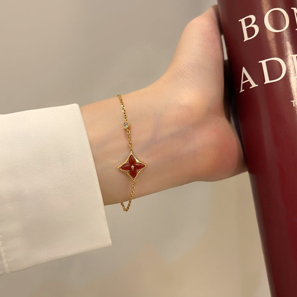 ¡®Dream¡¯COLOR STAR CARNELIAN PINK GOLD DIAMOND BRACELET