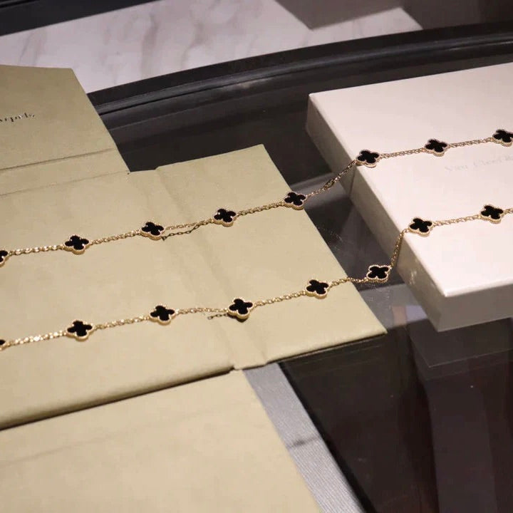 ¡®Dream¡¯CLOVER 20 MOTIFS ONYX NECKLACE